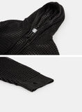 Mesh summer 2-way knit hood zip-up