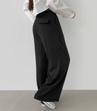 Two Pin Tuck Belt Set Wide Slacks Pants