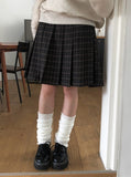 Daren Wool Pleated Check Midi Skirt