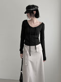 Hoodie Strap V-Neck Tee