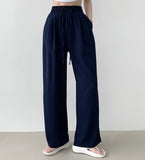 Linen Wide Fit Banding Pants