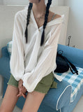 Morton back-slit see-through strap boxy fit long sleeve shirt