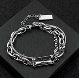 2TYPE [Ball Mix, Double Chain Mix] Layered Silver Bracelet