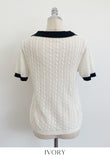 Rael Cable Color Matching Open Collar Knit
