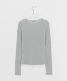 Decal Tencel Wool Round Long Sleeve Tee