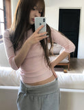 Heez Basic Round Three Quarter Long Sleeve