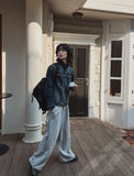 Fire embroidery string training pants
