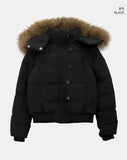 Rayoon fur hooded short zip-up padding