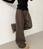 Autumn Peach Processed Pintuck Loose Wide Fit Banding Cotton Pants