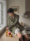 Sunny embroidery wrinkle shirt