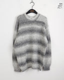 [UNISEX Wool 20] Tums Gradation Stripe Mohair Knit