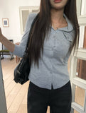 Kar Open Collar Pocket Three Quarter T-shirt