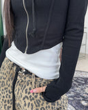 Ser Crop Ribbed Hood Zip-Up