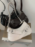 Hermi Buckle Leather Eyelet Daily Shoulder Bag