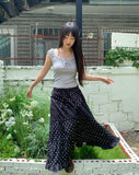 Achu Dot Shirring Tiered Lace Frill Long Skirt
