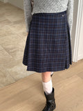 Avet Retro Check Pleated Midi Skirt