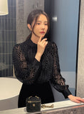 Seldin Velvet See-Through Dot Blouse