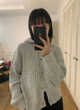 Lipan cable hood knit cardigan