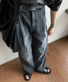 Pintuck Over Wide Denim