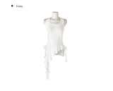 Nazy Unbalanced Ruffled Frill Halter Sleeveless
