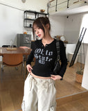 State Crack Lettering Button Long Sleeve