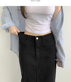 H-line Loose Back Slit Cotton Long Skirt