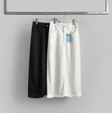 Span Summer Banding Back Slit Cotton Long Skirt