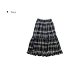 Hippo Check Frill Tiered Long Skirt
