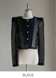 Gret See-through Pearl Puff Jacket Blouse