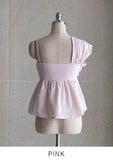 Onde Unbal shirring sleeveless blouse