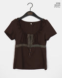 Kuro Vintage Shirring Lace Short Sleeve T-Shirt