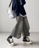 Marble Gray Crop Denim Pants