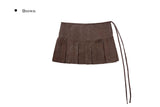 Lucky Suede Pleats Wrap Skirt