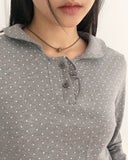 Sotten Mini Dot Polka Dot Frill Collar T-Shirt