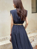 Vet Collar Shirt Sleeveless One Piece (Belt Set)