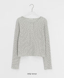 Shuji Flower Waffle Henley Neck Long Sleeve Tee