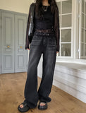 Doubling Straight Stud Denim Pants