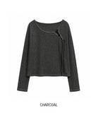 [PLAN MADE] Loop Lace-up Boat Neck Knit