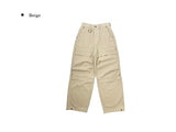 Fork Cut Snap D-Ring Cotton Wide Pants
