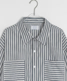[unisex] Lebble Pocket Stripe Short Sleeve Over Shirt