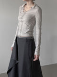 Folden Mesh Layered Collar Tee