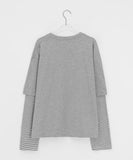 [unisex] Mepan Stripe Layered Long Sleeve Tee