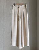 [Two-piece set] Rubia PintuckSleeveless Blouse Belt Wide Pants