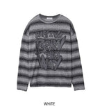 Way Stripe Ribbed Knit Long Sleeve T-shirt
