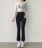 Non-fade 2Button 4Season Span Slim Fit Straight Denim Pants