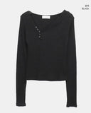 Legend Unbalanced Button V Ribbed Knit