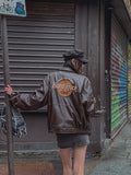 One de lock patch embroidery leather jumper