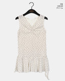Nuden Flower Pattern Shirring Layered Sleeveless