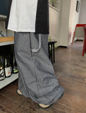 [unisex] Heroki banding string stripe color matching carpender denim pants