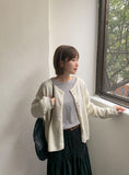 Dean News Button Wool Round Knit Cardigan